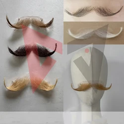 Fake Beard Simulated Moustachio Prop Foreign Eight Character Upright Beard Deep Brown Fake Beard Light Brown Beard Hand Made