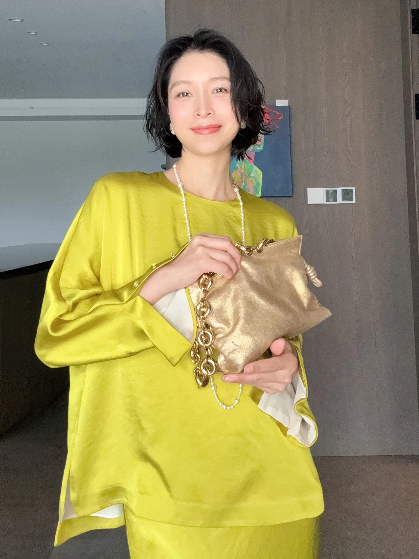 

Gold-Le Long-Sve Spring Faion Set Daily Romance26 Yellow Mustard Acidic Long-Sve Top And f Skirt