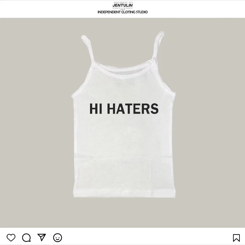 

Women Y2k Gothic HI HATER Letter Tank tops Koren Street Sexy Sleeveless Tank suspenders Retro Crop Tops Hot Girl Sexy Corset