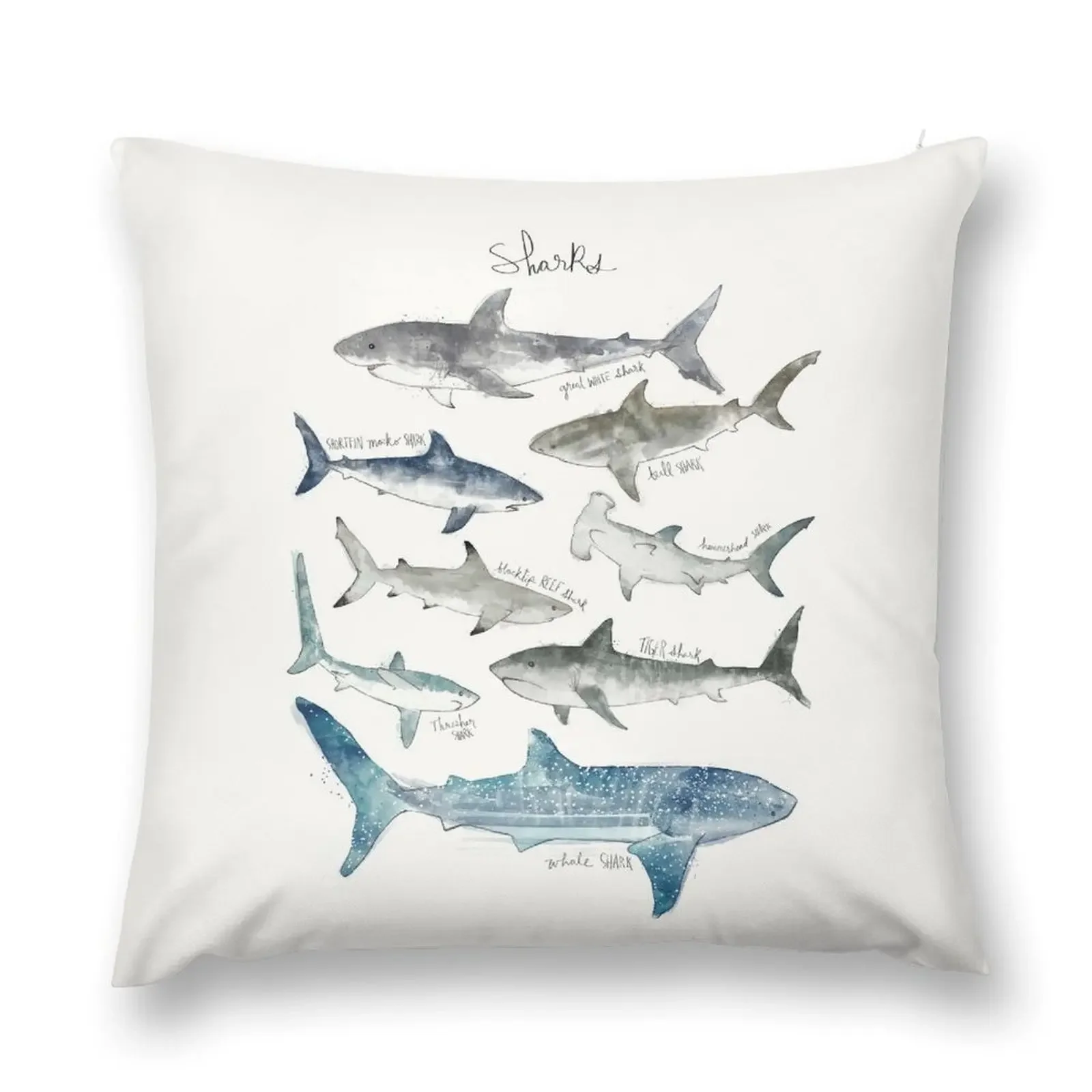 Sharks - Landscape Format Throw Pillow Pillow Cases Decorative Pillow Case Christmas Decor