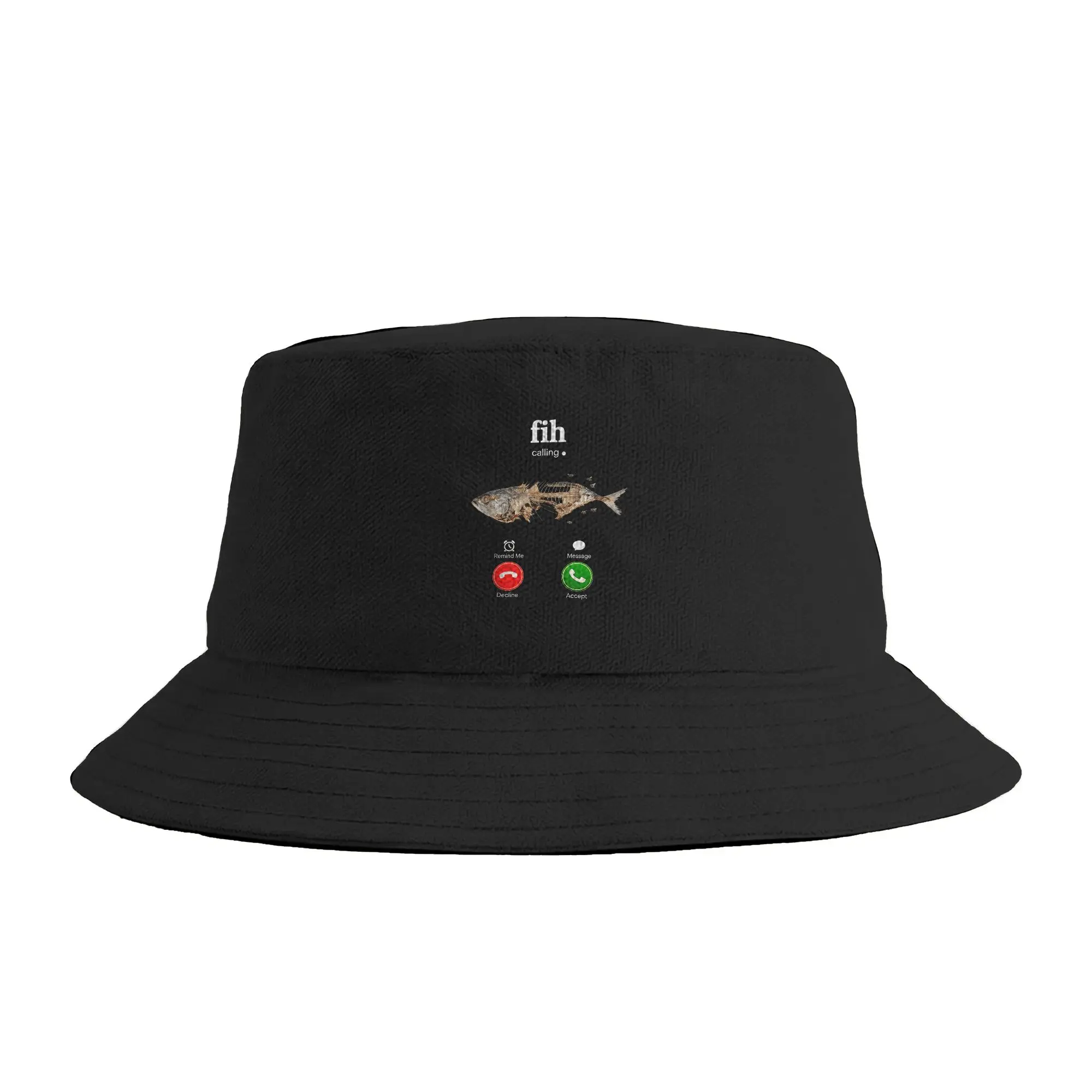 Fih is Calling Funny Fish Decline Accept Phone Design Bucket Hat Spring  Trendy Fisherman Hats For Couple Soft Fold Fishing Caps