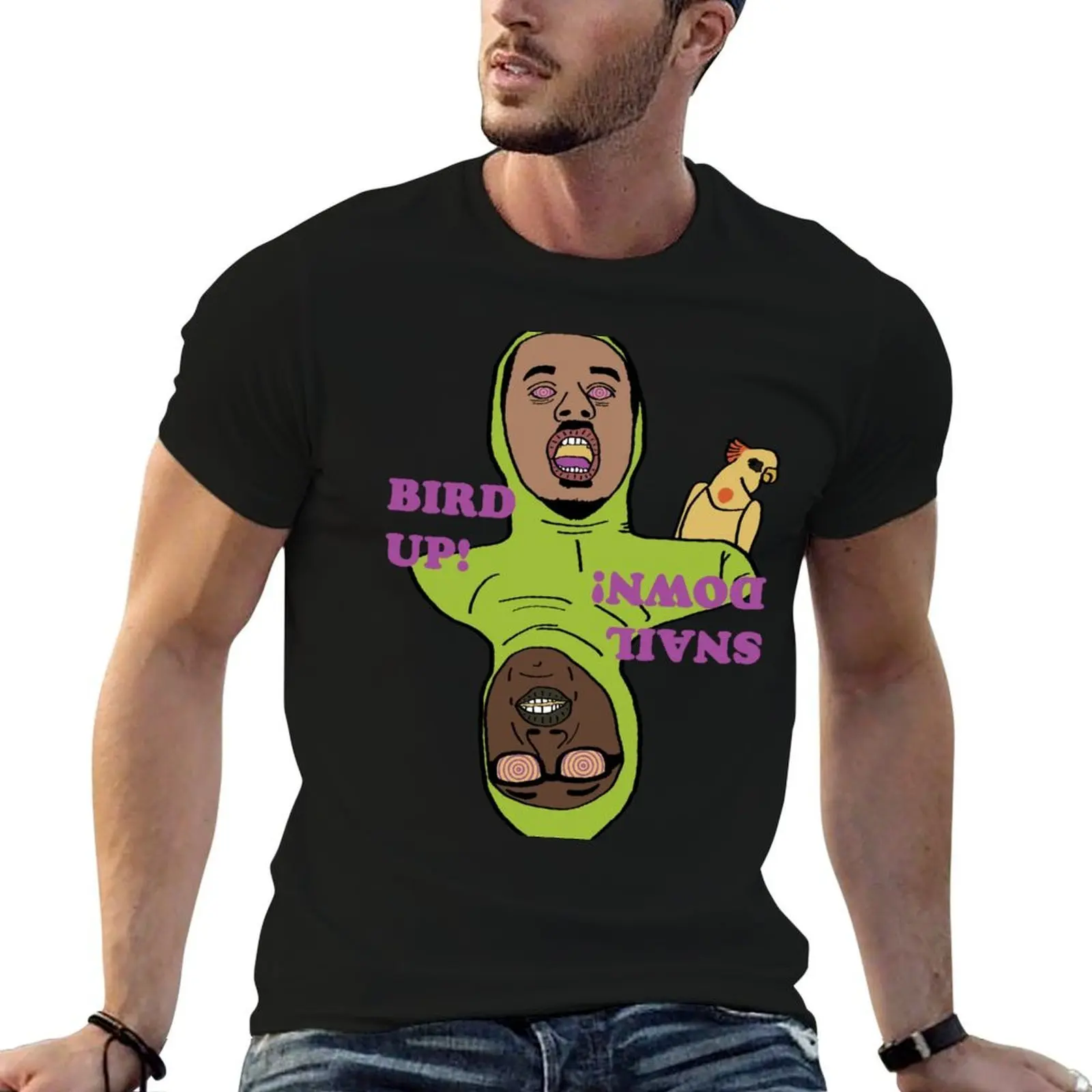 

футболка вниз! Рубашки с улиткой и принтом, мужские рубашки Bird с рубашкой! Дизайнерская графика t t man для