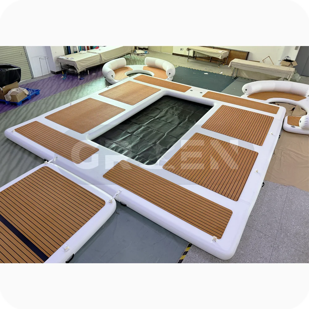 Inflatable C Dock Floating Platforms Inflatable Ocean Pool for Yacht Island Inflatable Party With Tent