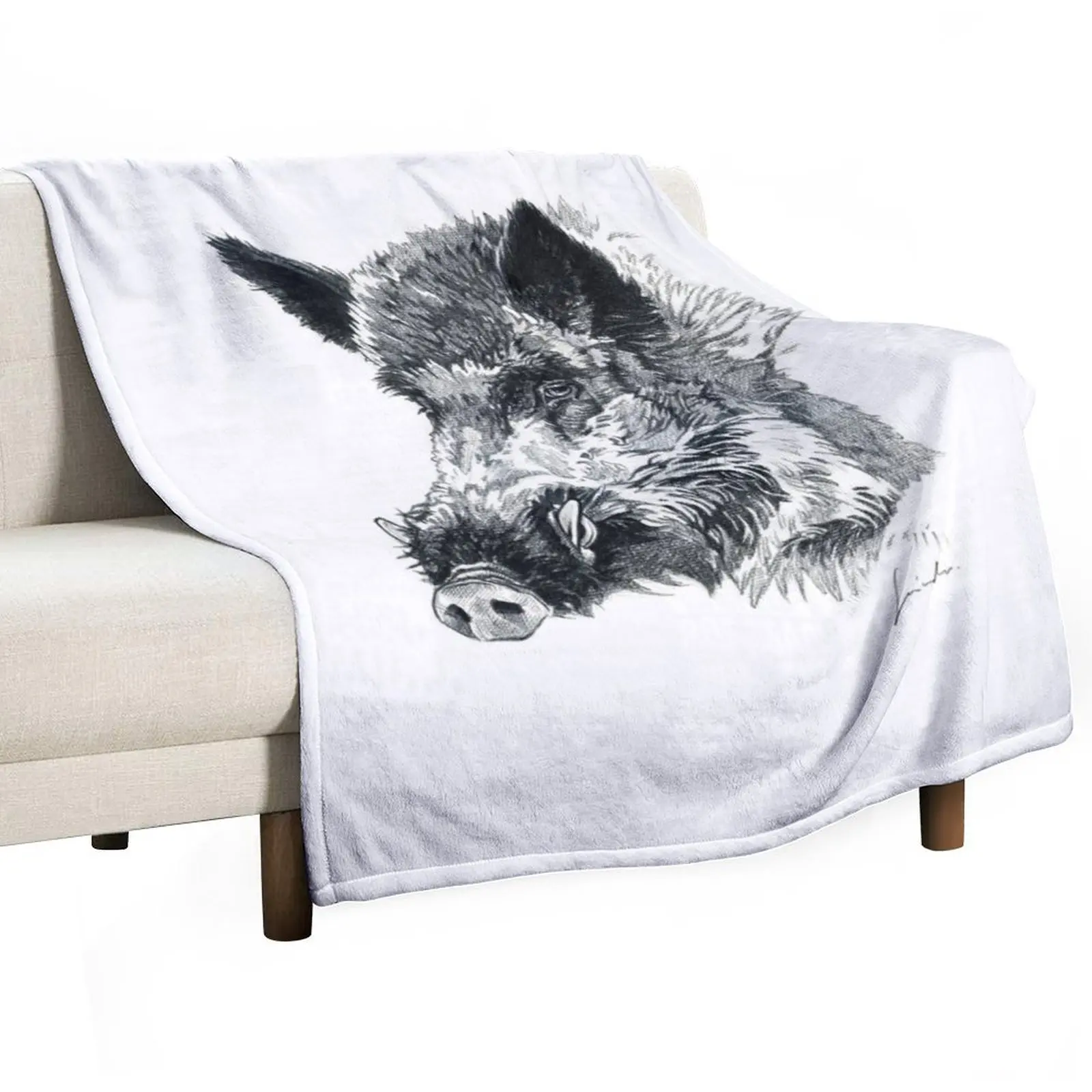 

Wild boar head drawing Throw Blanket Custom Beautifuls Decorative Sofa Blankets