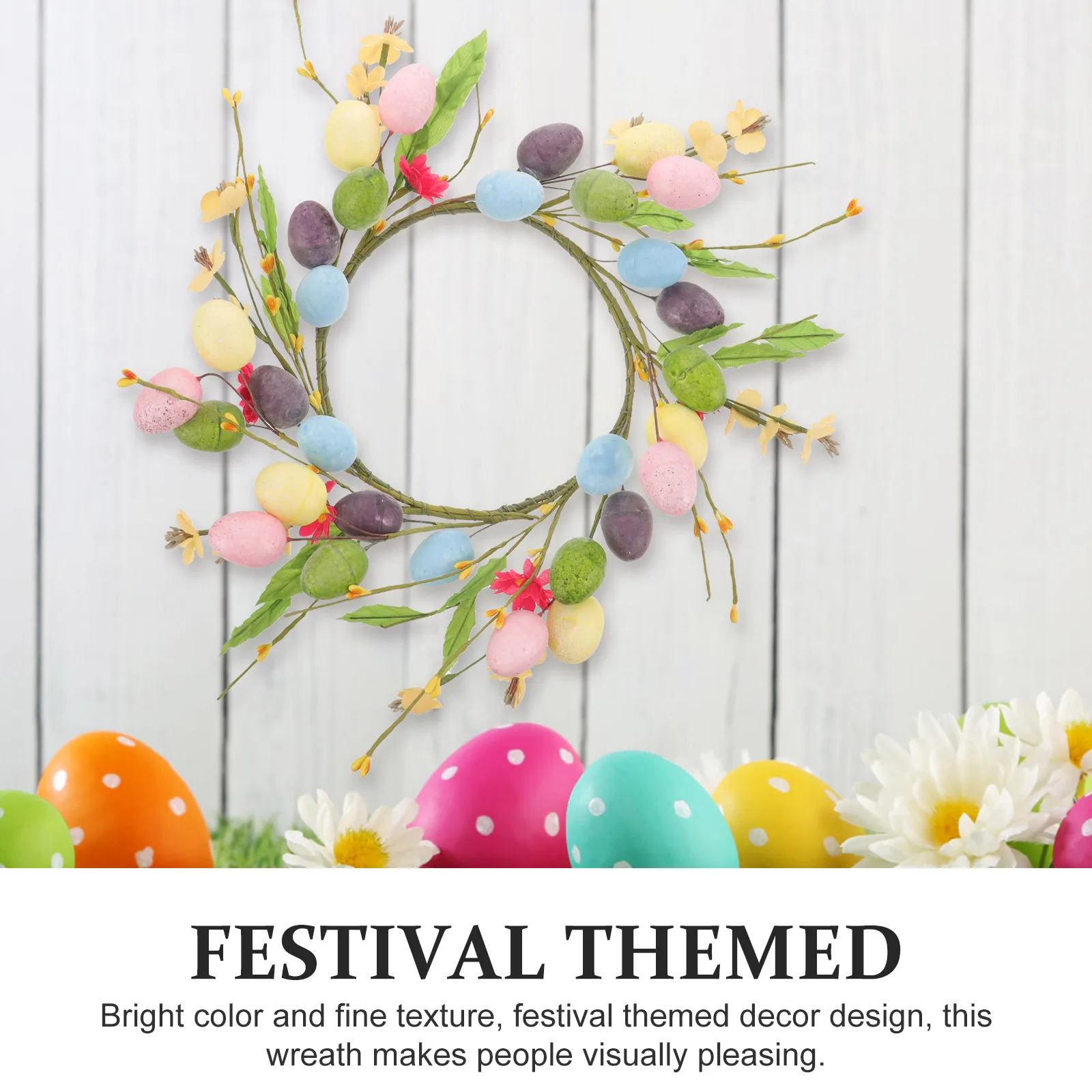 

Easter Egg Wreath Decorative Foams Eggs Flowers Wall Hanging Ornament Exquisite Craftsmanship Reusable Easter Spring