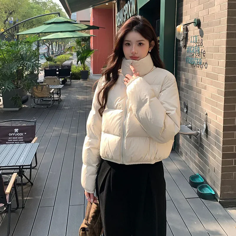 Winter New Parkas Women Short Down Cotton Jacket Korean Fashion Stand-Up Collar Casual Loose Thick Warm Padded Coat Female B1293