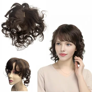 Toppers per capelli umani ondulati da 35 cm per donne con fr...