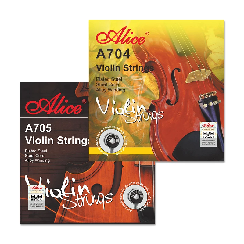 Alice Strings for Violin A704/A705 Steel-core Alloy Windings for 1/8 1/4 1/2 3/4 4/4 Universal Violin Accessories