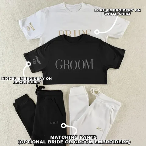 Personligt presentset för brud, brudgum, matchande tröja och mjukisbyxor, smekmånadsskjorta, möhippa, present till bröllopsdag 10 best sales brudtröja - №5