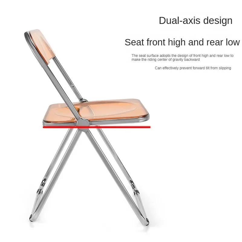 Home Furniture Transparent Folding Chair Acrylic Fashion Crystal Dining Chair Light Luxury Back Stool