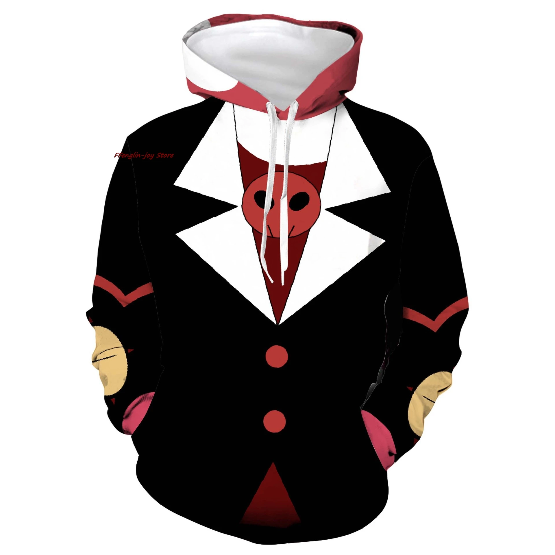 Anime Hazbin Cosplay Hotel Costume Alastor Angel Dust Lucifero Cosplay Anime Doujin Felpa con cappuccio Giacca Cappotto Uomo Donna Top