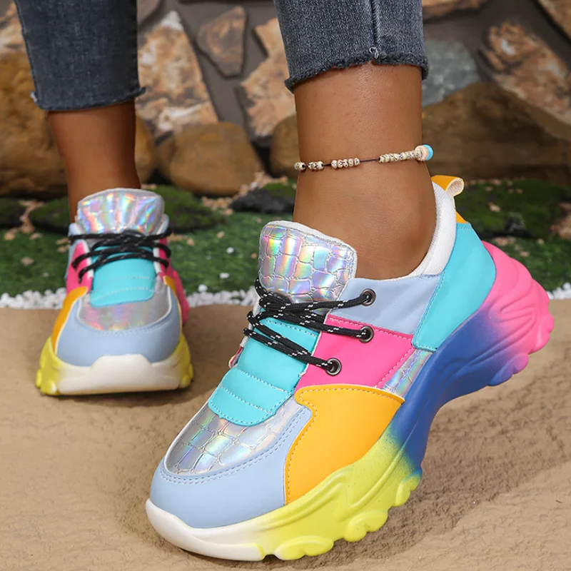 Colorful Platform Casual Sneakers Women's Autumn 2026 Thick Bottom Non Slip Running Tennis Shoes Woman Plus Size 44 Sports Shoes