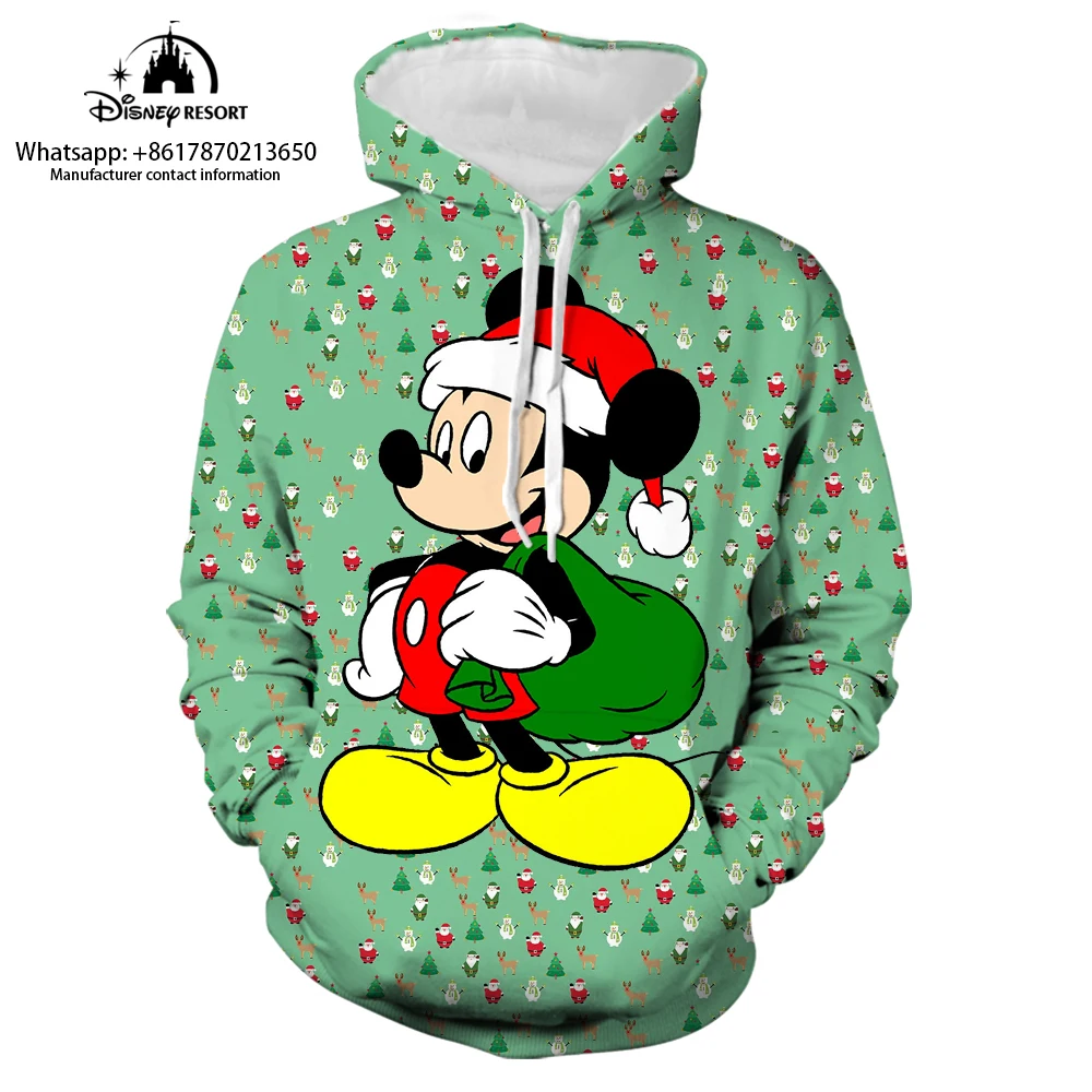 New Mickey Minnie and Winnie the Pooh Cartoon Christmas Disney Brand Hoodie Women Streetwear Fall Long Sleeve Casual Sweatshirt