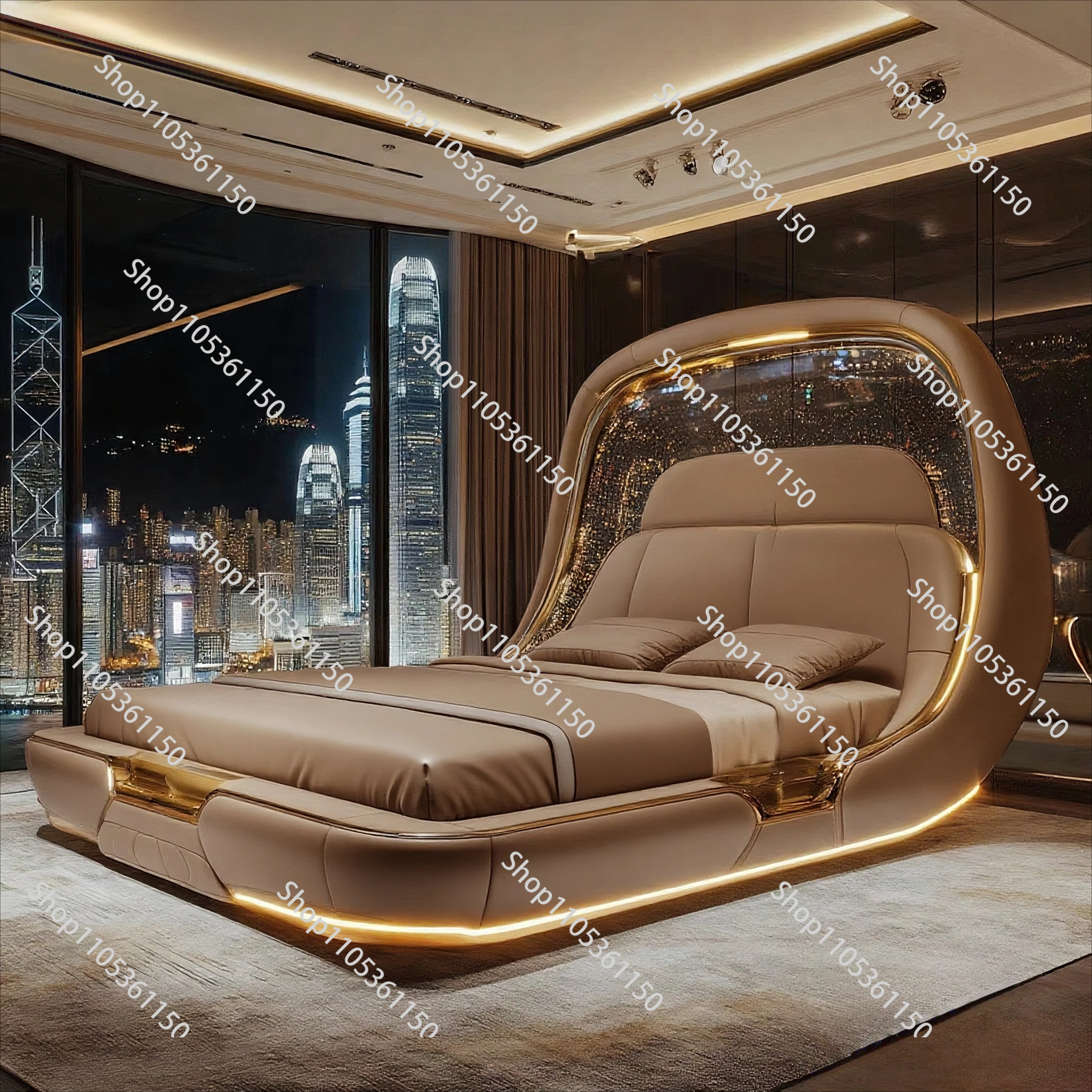 Atmospheric Superior Double Multifunctional Bed Leather Bed High-end Double Bed