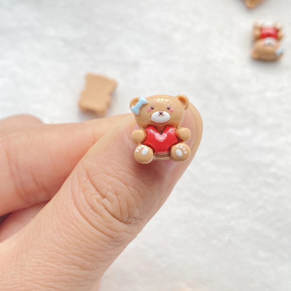 20Pcs Cute Resin Little Bear Flat Back Ornament Jewelry Making Manicure Hairwear Accessorie