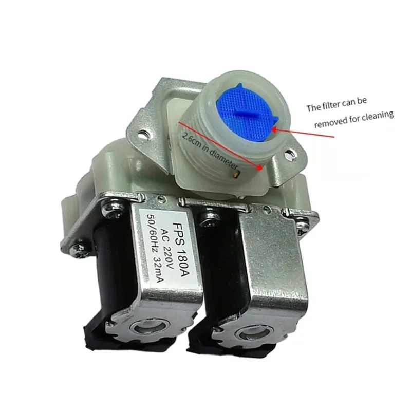 3-Way Solenoid Valve FPS180A Dual Head Water Inlet Valve Replacement For Drum Washing Machine