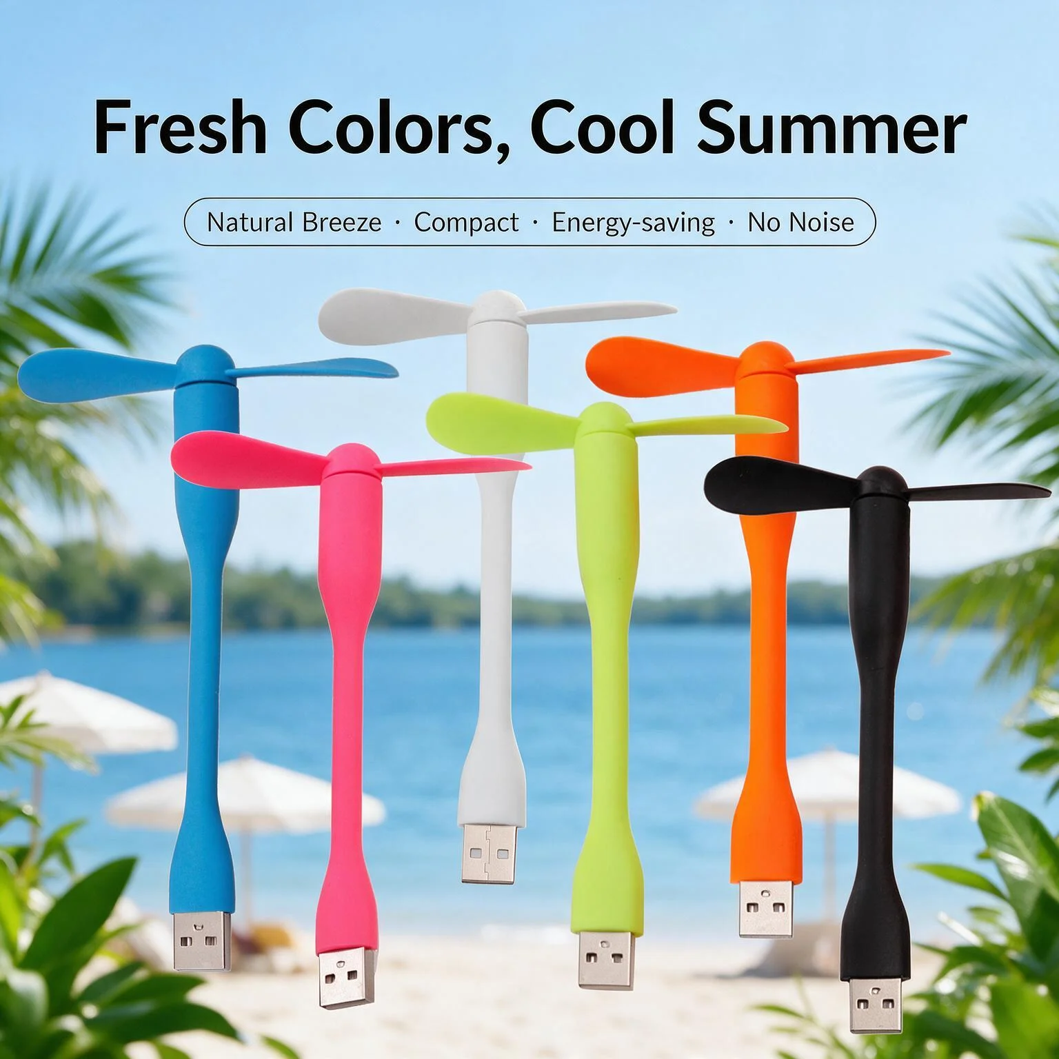 USB Mini Phone Fan, Portable Electric Fan for Student Dorm, Bed, Power Bank, Outdoor Use, 6 Color Options