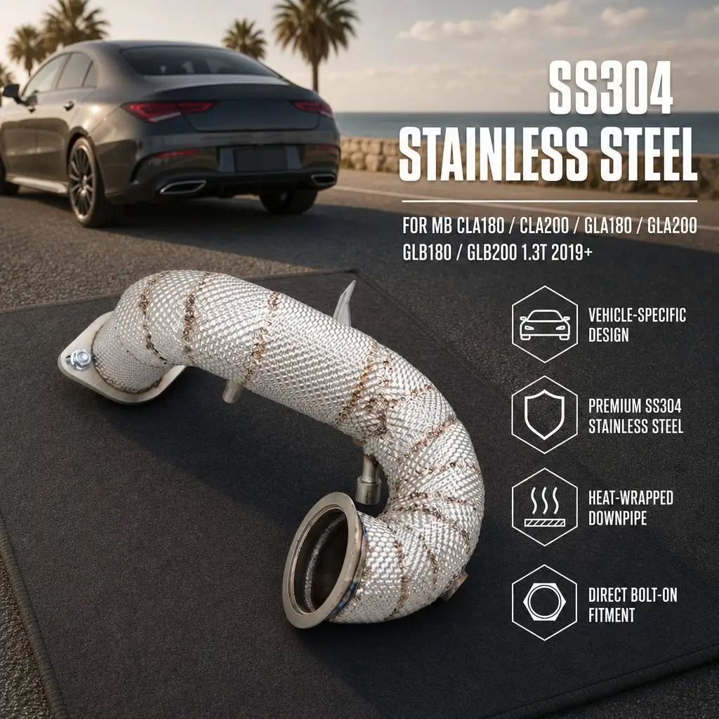 For Mercedes Benz CLA180/CLA200/GLA180/GLA200/GLB180/GLB200 1.3T 2019+ SS304Stainless Steel, High-performance Exhaust Downpipe