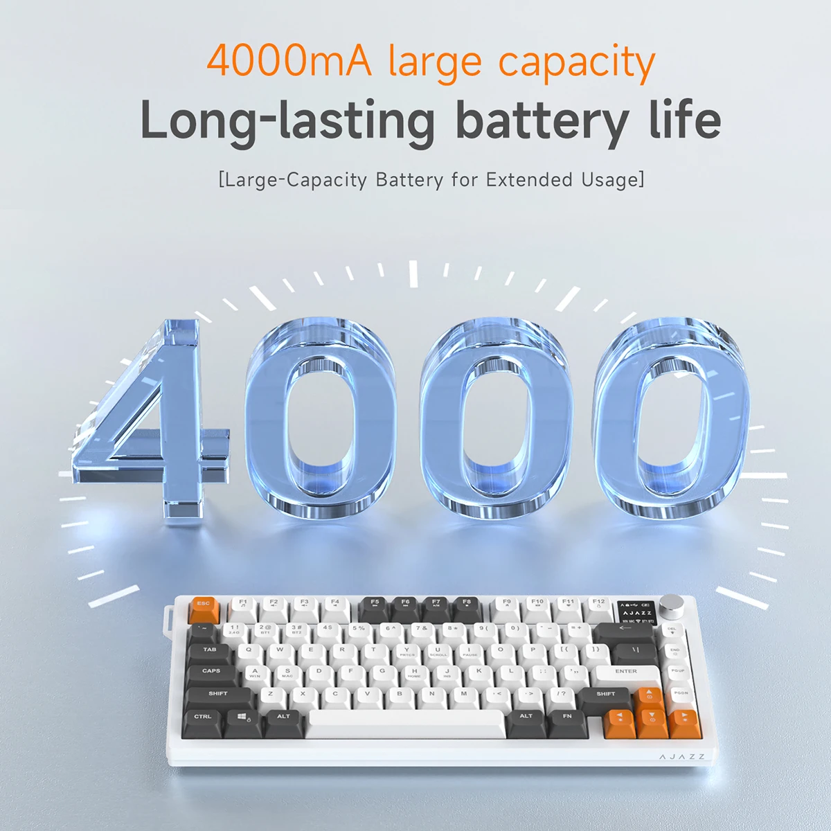 AJAZZ AF82 Low-Proflie Keyboard 1600W RGB 4000mAh 3 Mode 75% Type-C Display Screen Membrane Office E-sport Gaming Keyboard Gift