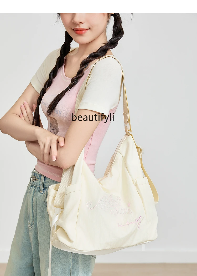 Underarm bag summer Korean girl embroidered double bag large capacity shoulder soft bag