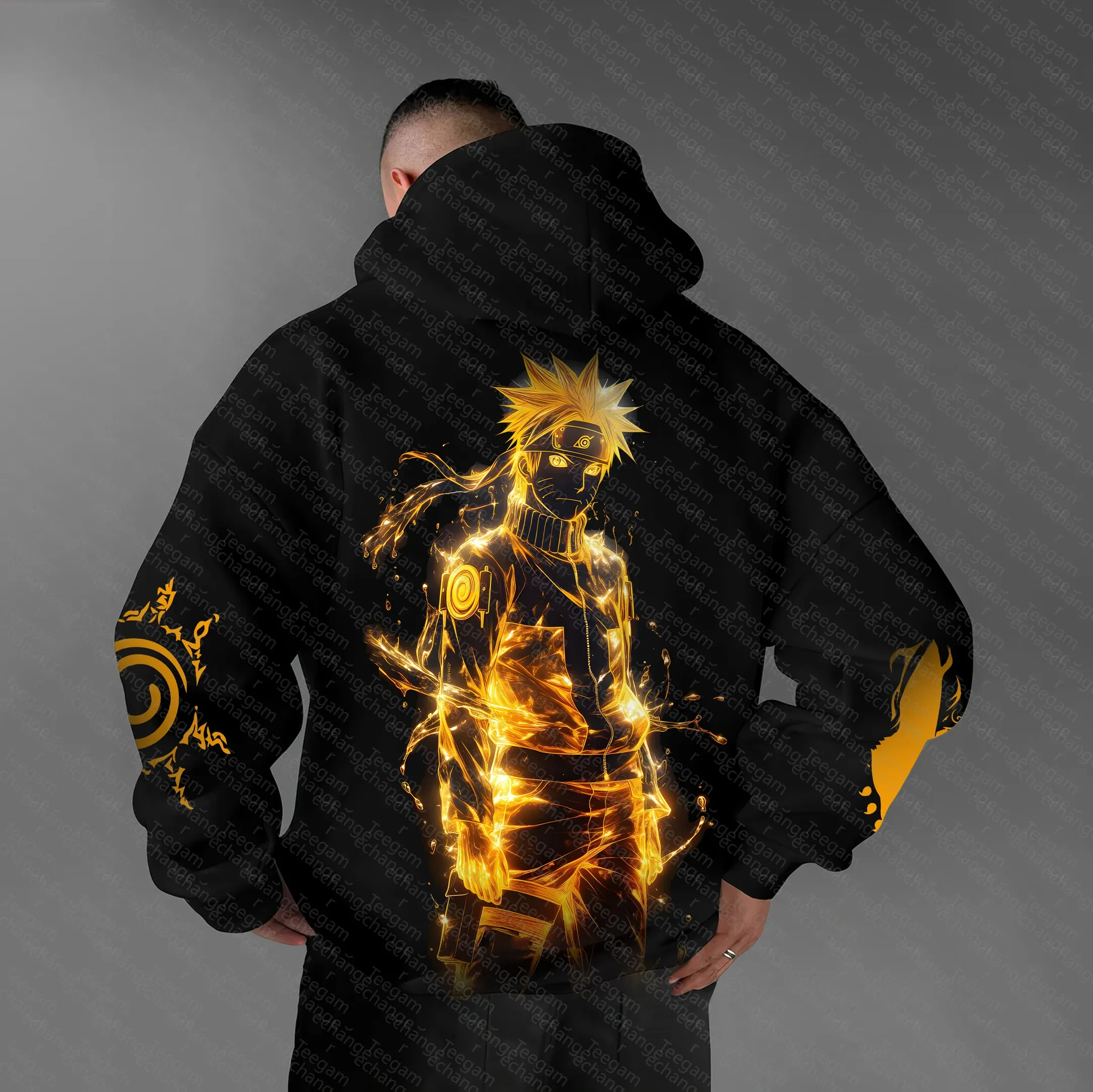 

Одежда для родителей и детей Наруто, осенне-зимняя японская толстовка с капюшоном Hotblooded Animation, классический персонаж, мужская и женская