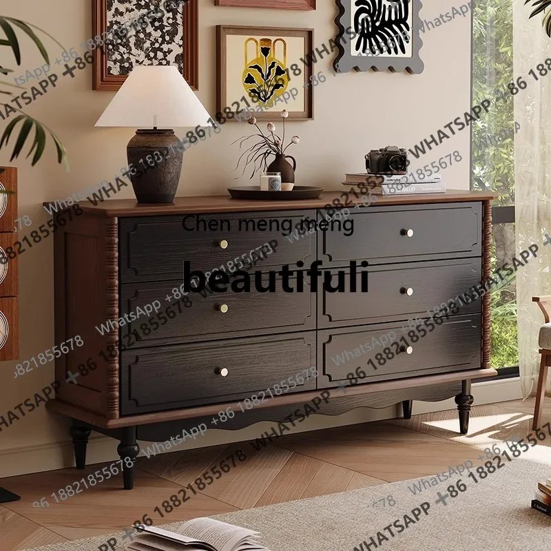 

Retro solid wood chest, living room drawer, dining side cabinet, household bedroom wall storage, locker