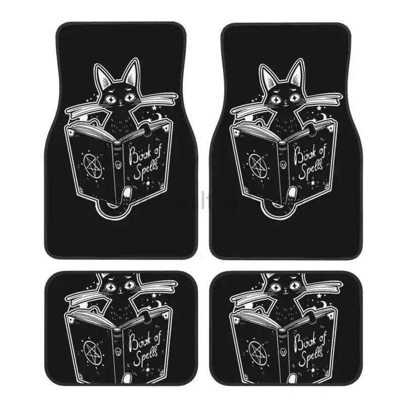 

Black Witch's Cat Reading The Book of Dark Magic Car Floor Mats Non-Slip Carpets Rugs Front & Rear Car Foot Mats Set of 4 Pieces
