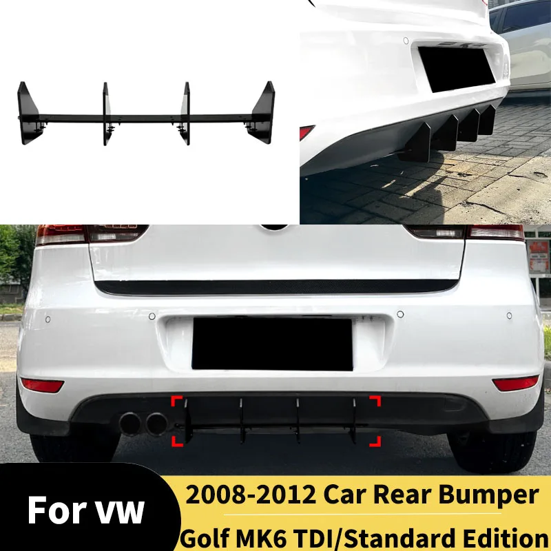 

For VW Golf6 MK6 TDI Standard Edition 2008-2012 Car Rear Bumper Diffuser lower Lip Accessories Rear Spoiler Body kits Tuning