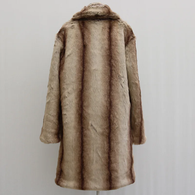 Winter Long Faux Fur Coat Men Thick Warm Fur Coat Long Sleeve Luxury Brand Designer Clothing Plus Size Tops Casual Snowsuits New