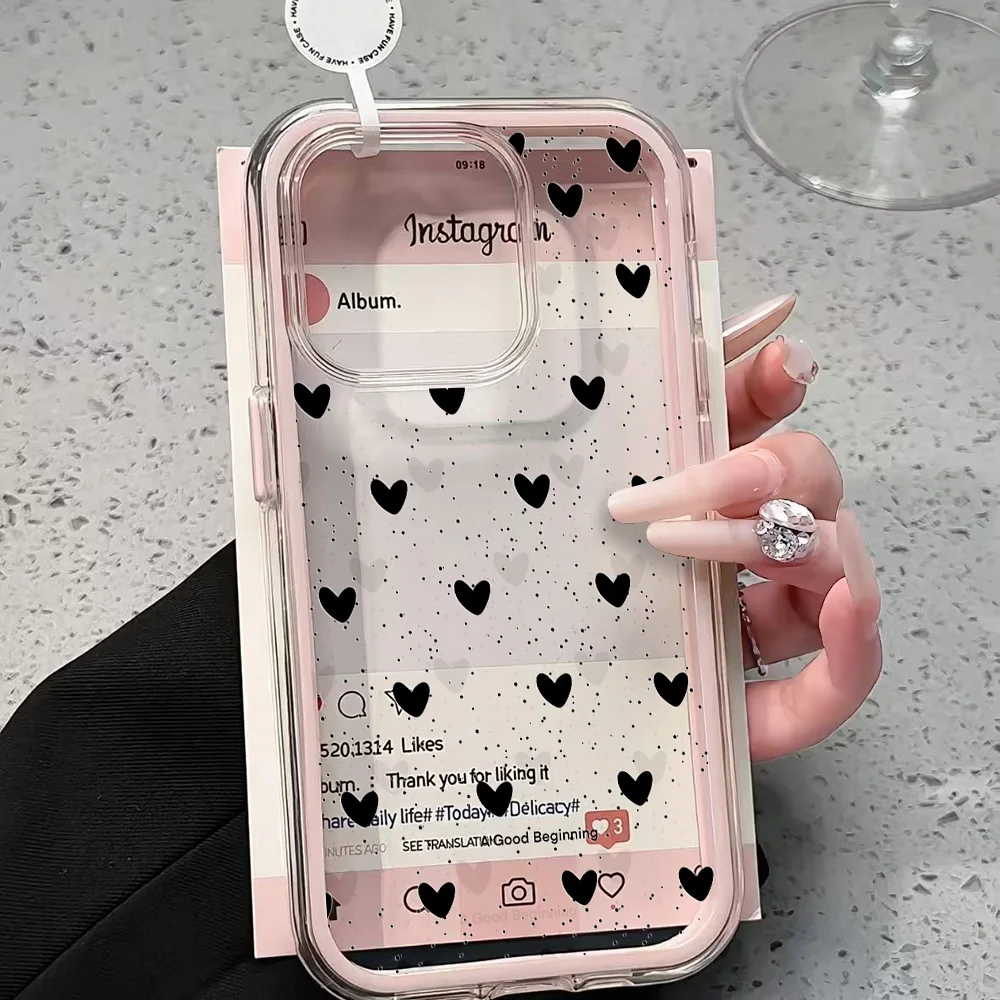 Herz-Polka-Dots-Handyhülle für iPhone 17 13 16 15 11 12 14 Pro Max 17 Air XR X Hülle Silikon 2 IN 1 Stoßfeste Weiche Klare Abdeckung – Detail 1