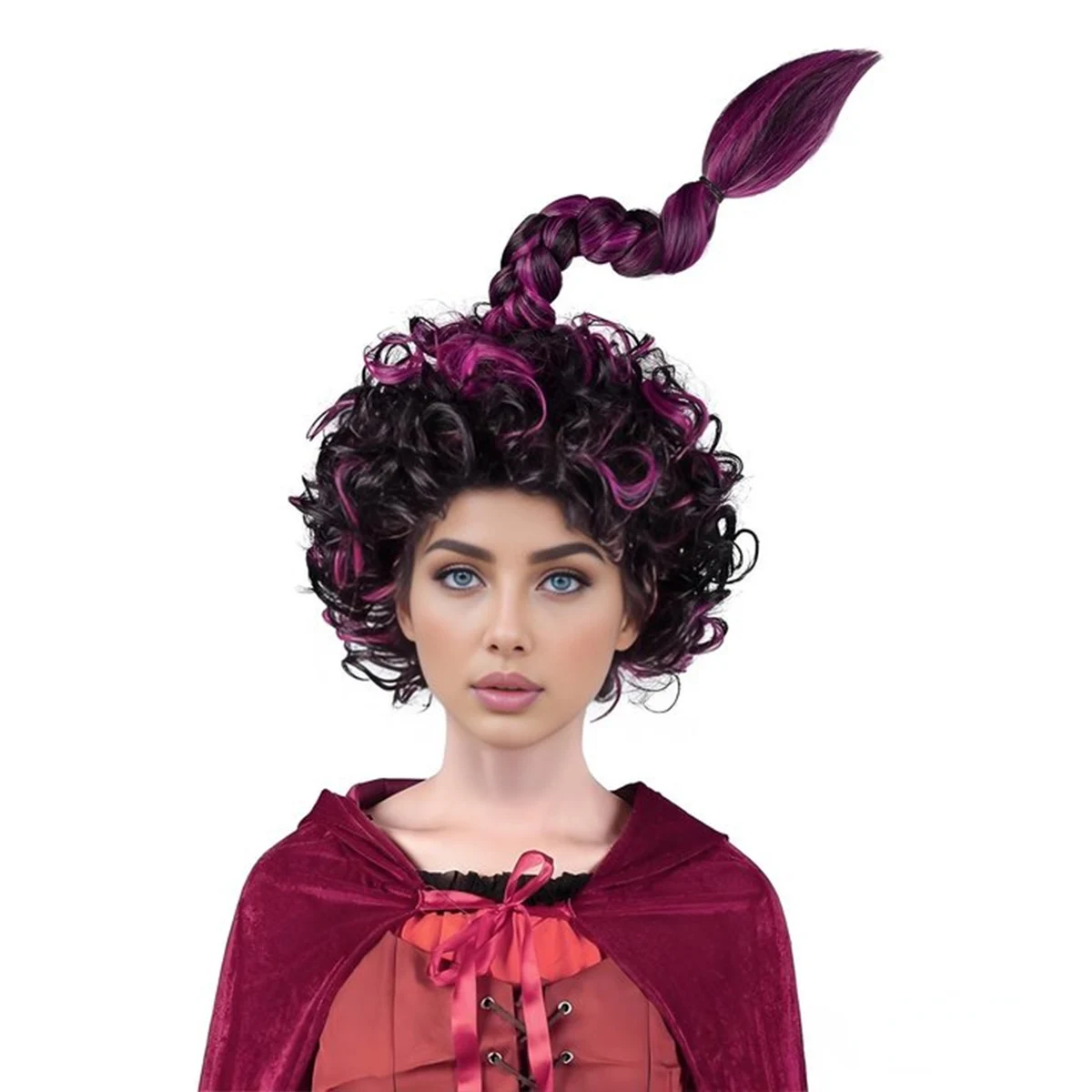 

Black purple gradient scorpion head curly wig, dark style&witch style, anime cosplay woven synthetic wig
