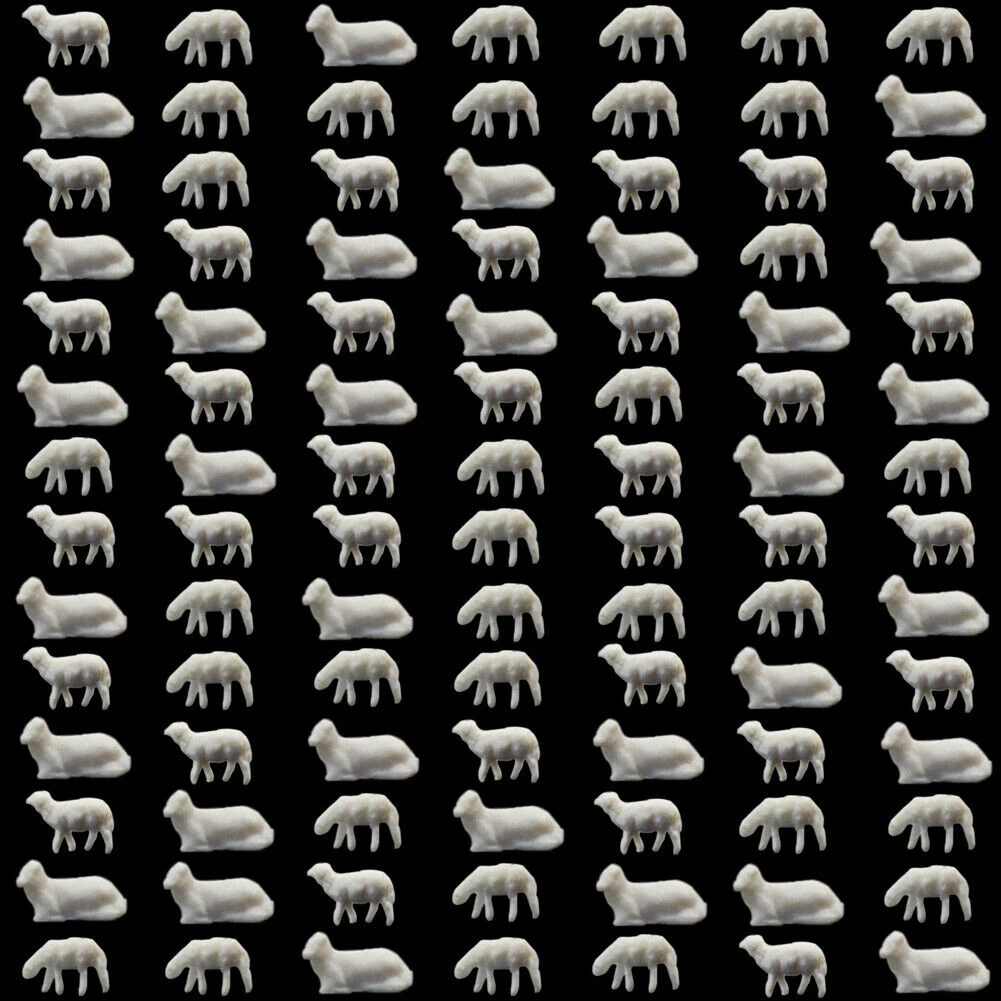 10Pcs 1:87 Model Sheep White Farm Animals Sheep HO Scale Model For Train Doll House Room Box Farm Animals Model