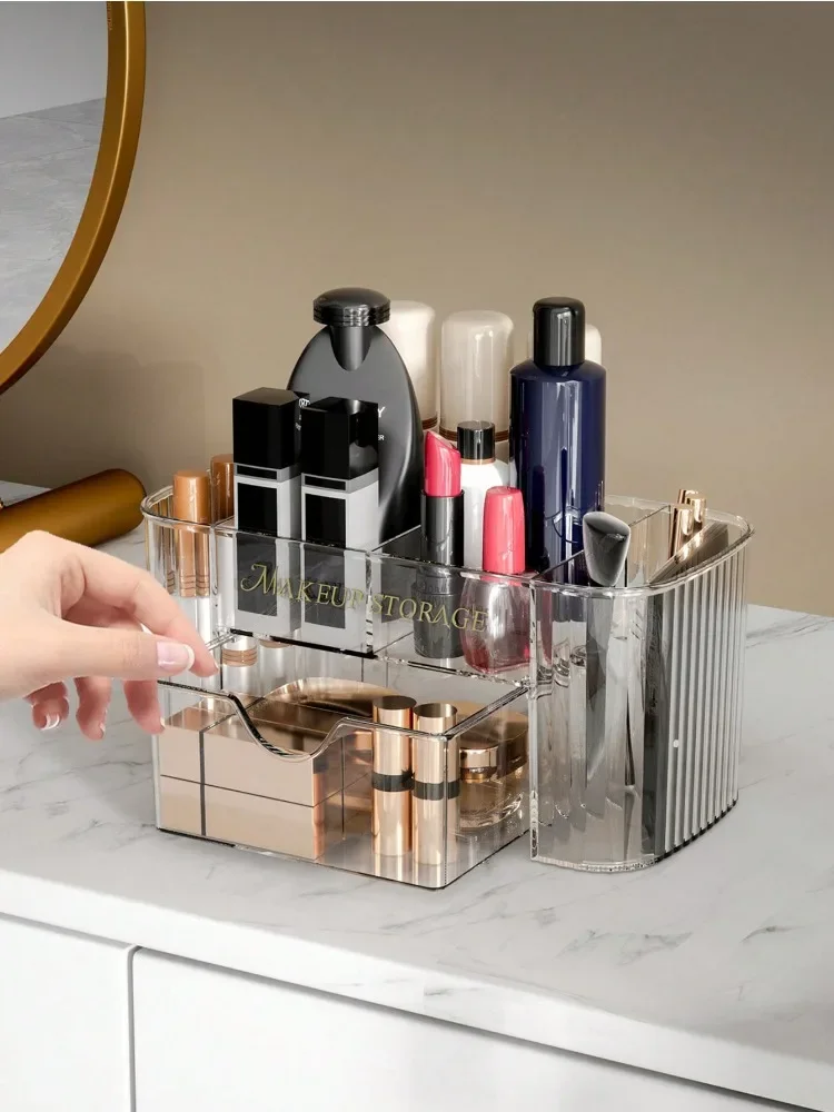 Desktop Drawer-Style Cosmetic Storage Box Transparent Jewelry Stationery Organizer Plastic Display Case Cosmetic Container Boxes
