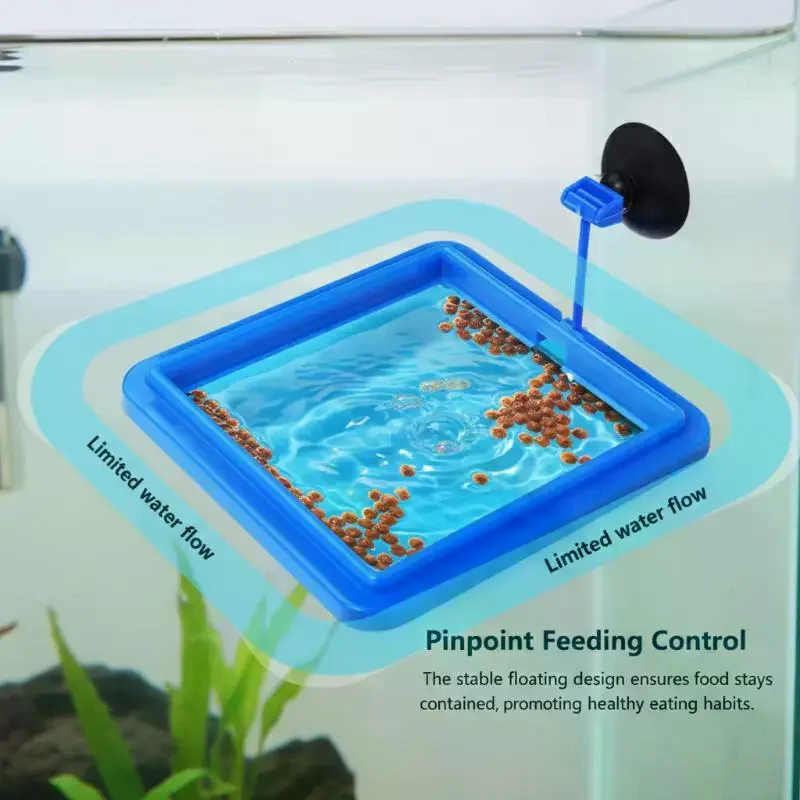 Blue Floating Station, 1/5Pcs Fish Tank Feeding Ring, Prevent Food Spreading, with Suction Cup