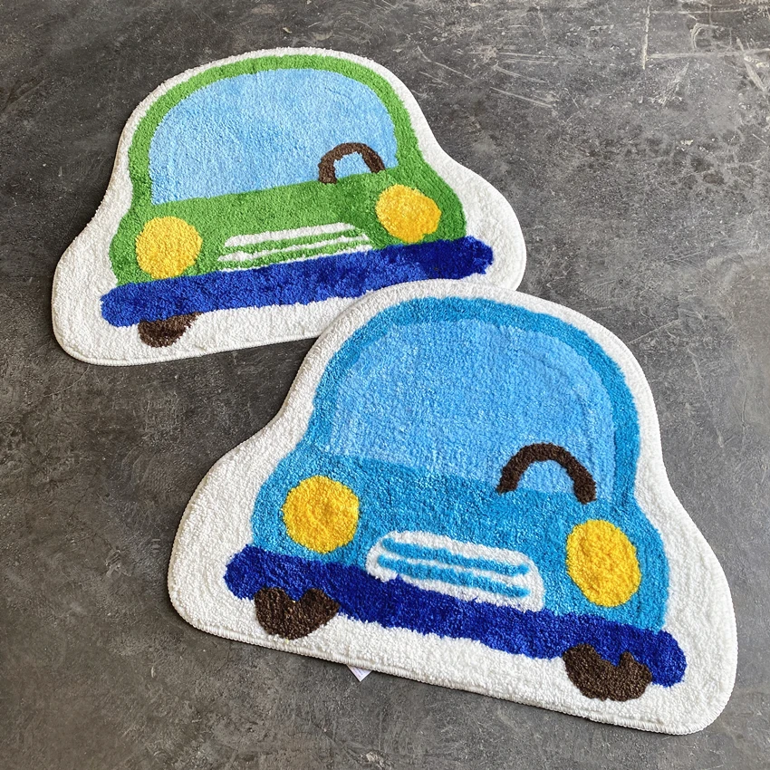 

Мультяшный коврик для ванной с дизайном автомобиля, утолщенный, супервпитывающий, противоскользящий, для домашнего использования, машинная стирка