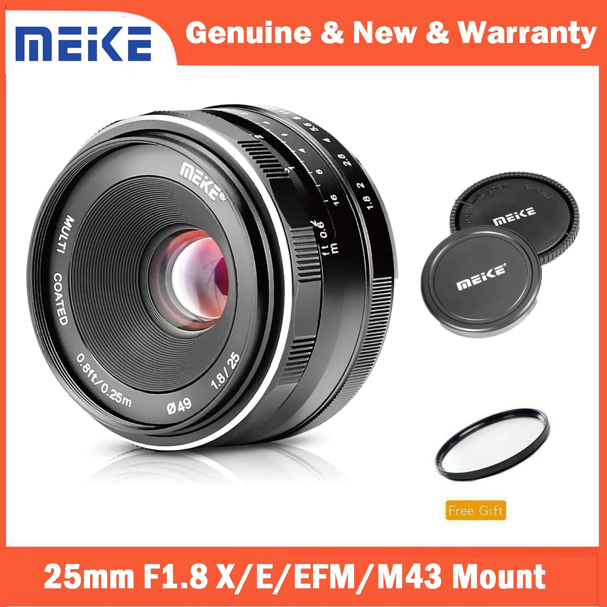 Meike 25mm F1.8 Large Aperture Wide Angle Lens for Fujifilm X Sony E Nikon Z Panasonic Lumix Olympus M43 Mirrorless Cameras