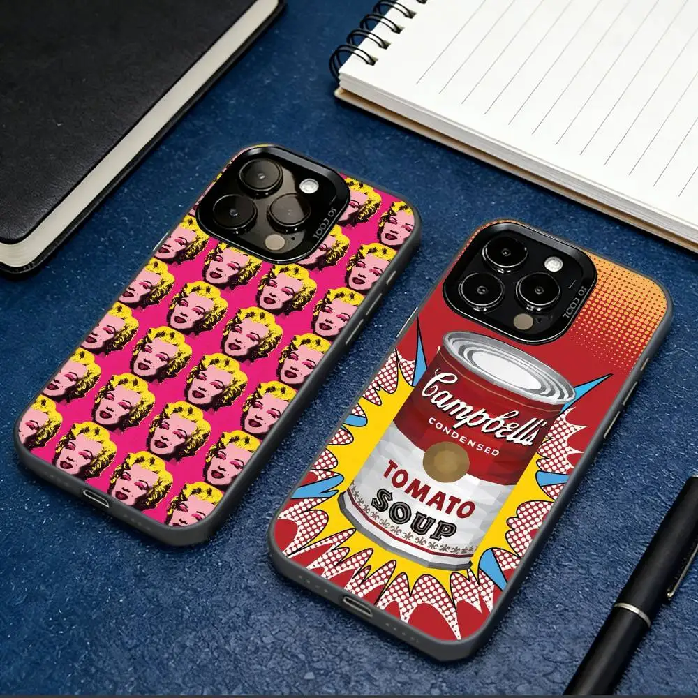 

A-Andy W-Warhol pop art Phone Case For iPhone 17,16,15,14,13,12,11 Plus,Pro Max,XS,Colored Silver Plated Inside Cover