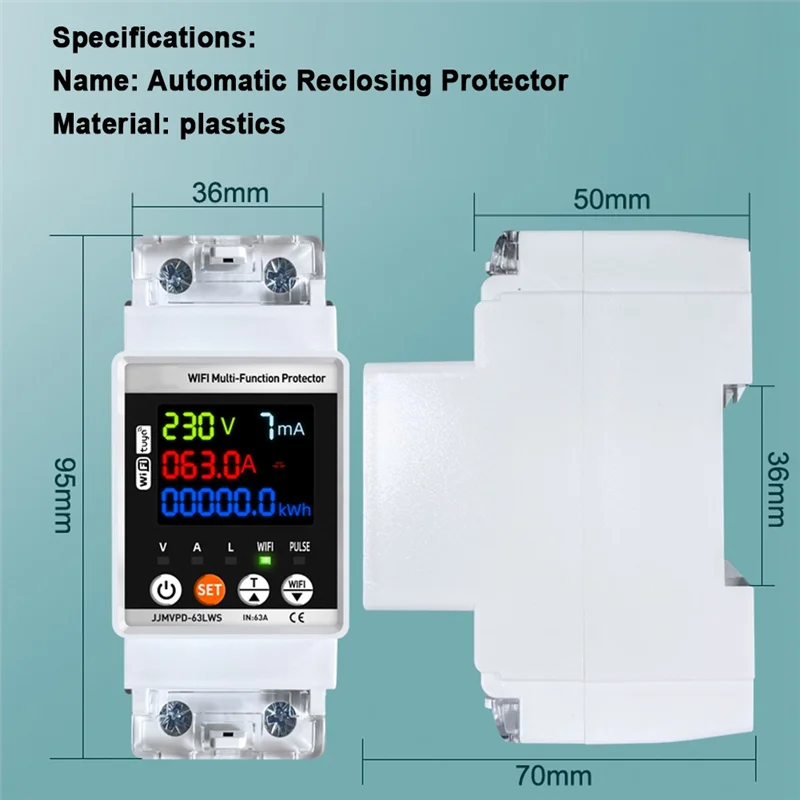 Y45A-Tuya Wifi contatore di energia intelligente multifunzione protezione di richiusura automatica interruttore automatico protezione dalle perdite di corrente di tensione