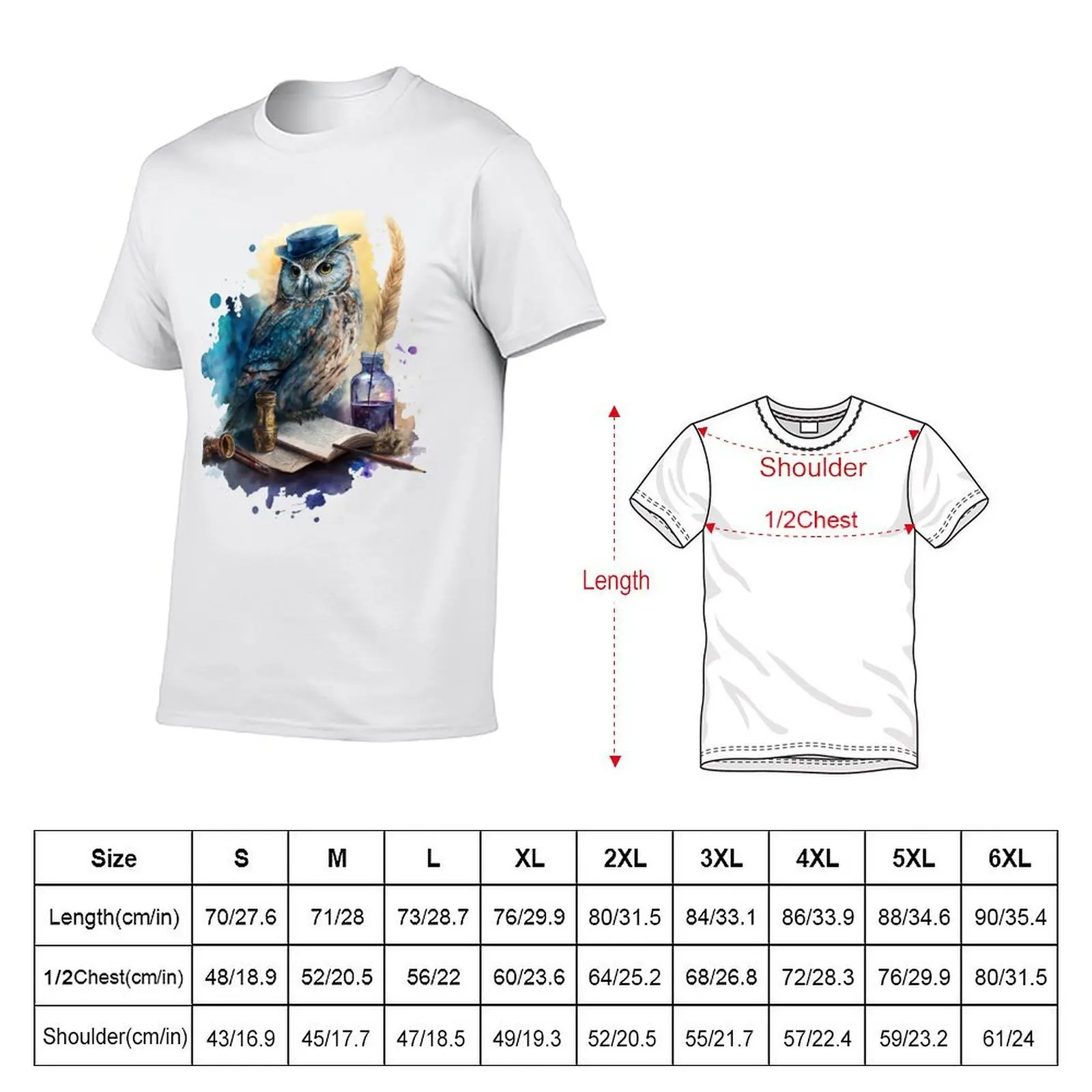 Whimsical Owl Companion in Watercolor T-Shirt man t shirt graphic t shirts mens workout shirts