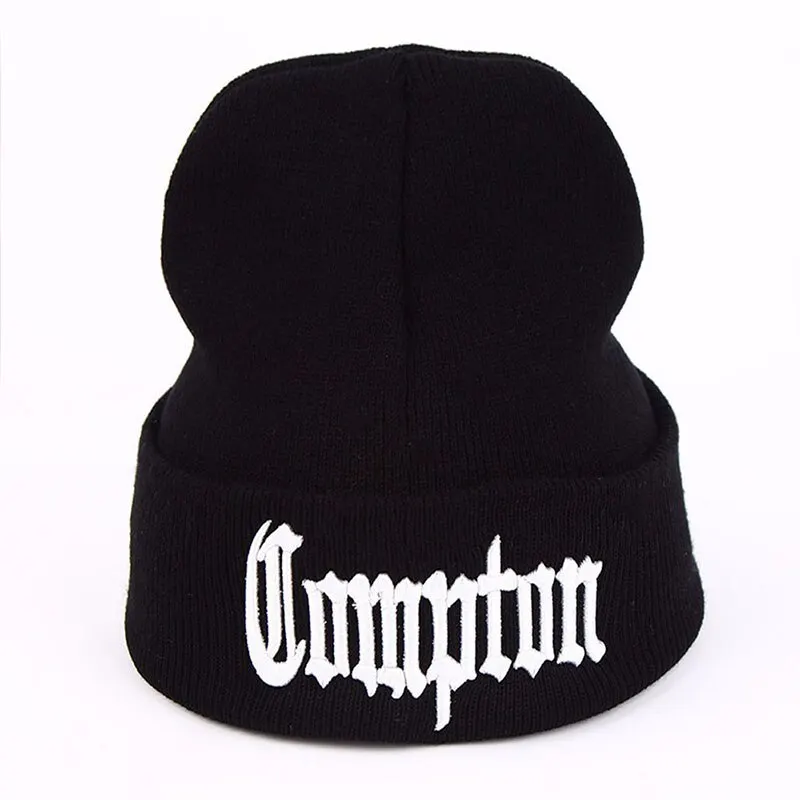 Unisex Compton Letter Embroidery Beanies Autumn Winter Warm Hat Hip Cap Beanie Hat Caps for Women Men