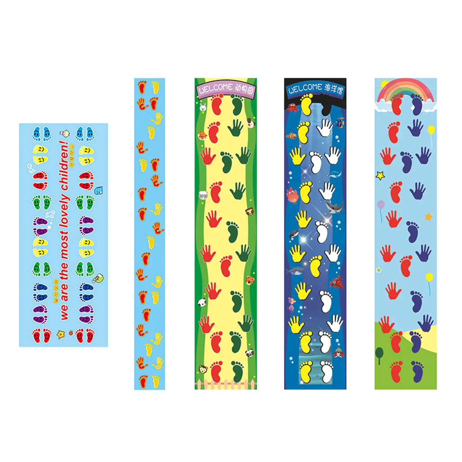 قواطع اليدين والأقدام، فتحات بصمات اليد الملونة لغرفة اللعب المدرسية للأطفال