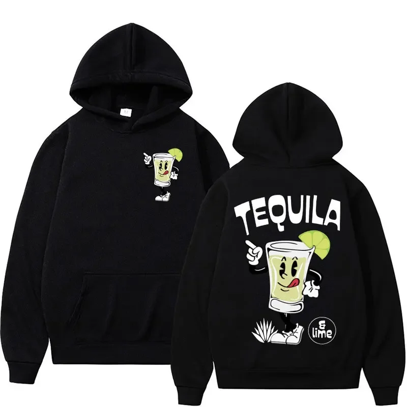 

TEQUILA Funny Cocktail Meme Hoodies Men Women Vintage Cartoon Aesthetic Sweatshirts Fashion Casual Cute Fleece Hoodie Streetwear