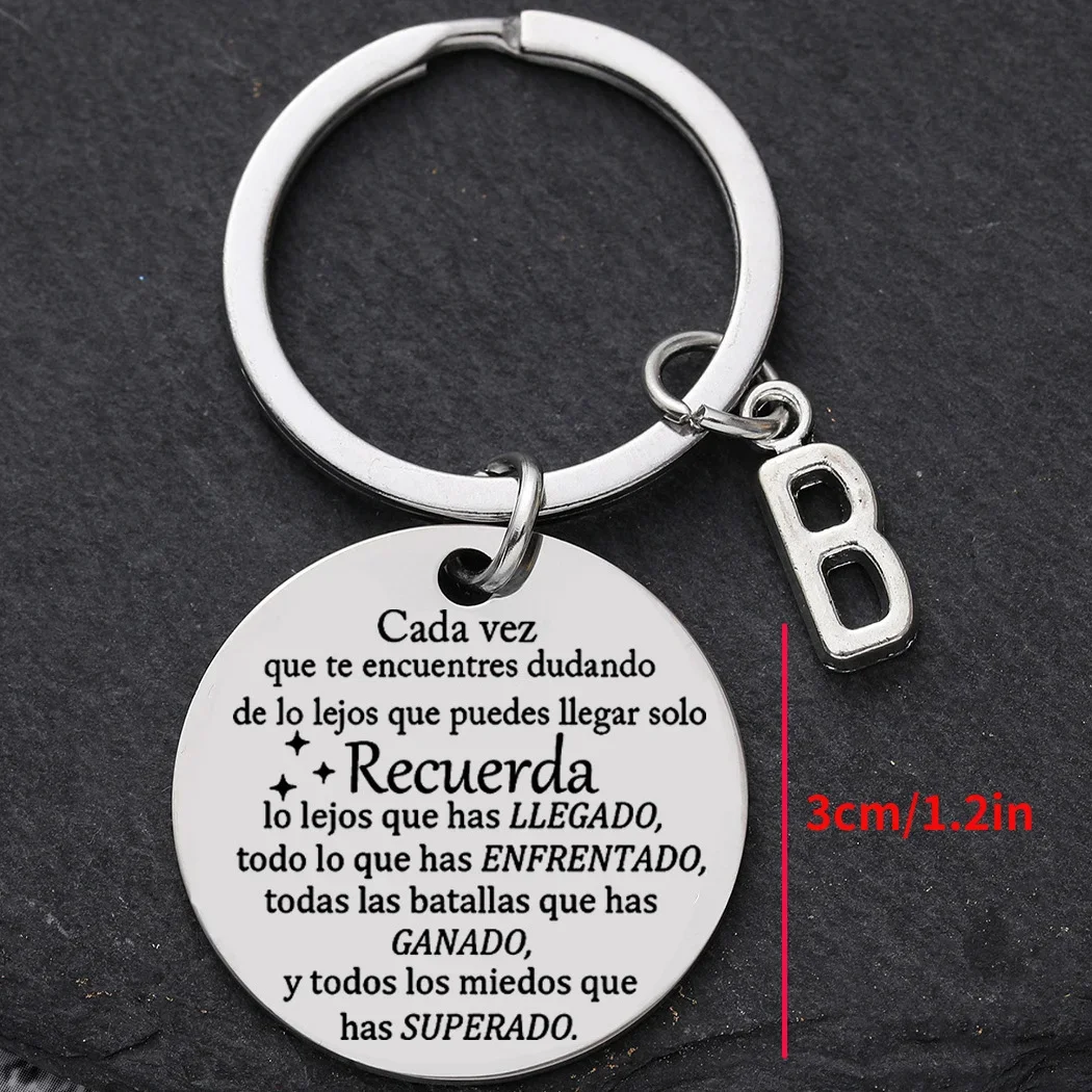 1PC Spanish Keychain Inspirational Quote Pendant Keychain Keyring, for Son Daughter Aunt Niece Family & Friends Hijo Hija