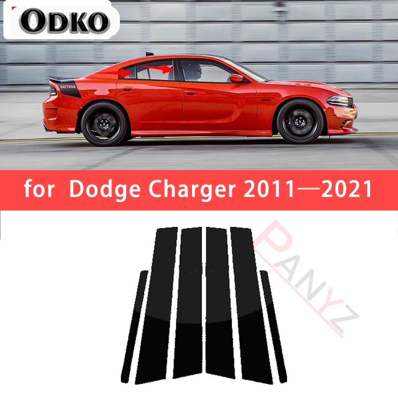 for Dodge Charger 2011 2012 2013 2014 2015 2016 2017 2018 2019 2020 2021 6Pcs Car Door Window Pillar Posts Trim Covers Sticker