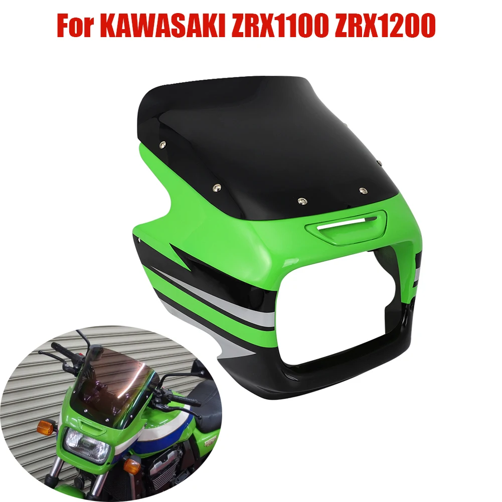 For Kawasaki ZRX 1100 ZRX 1200 ZRX1100 /1200 Motorcycle Front Headlight Fairing Upper Nose Cover Windshield WindScreen Deflector