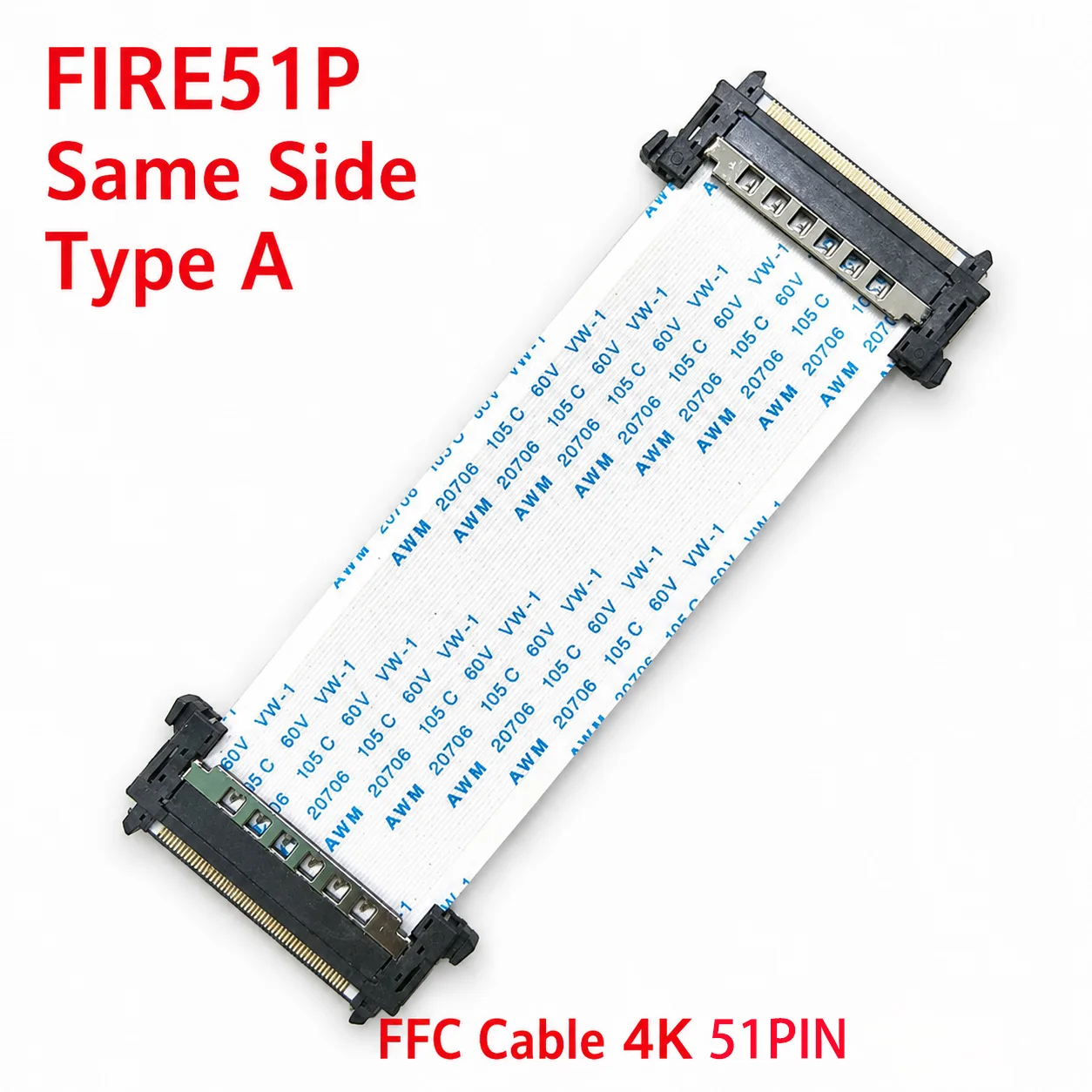 4K V-by-One FFC Ribbon Cable FIRE51P Same Side A Type LCD TV Screen Flexible Flat Cable