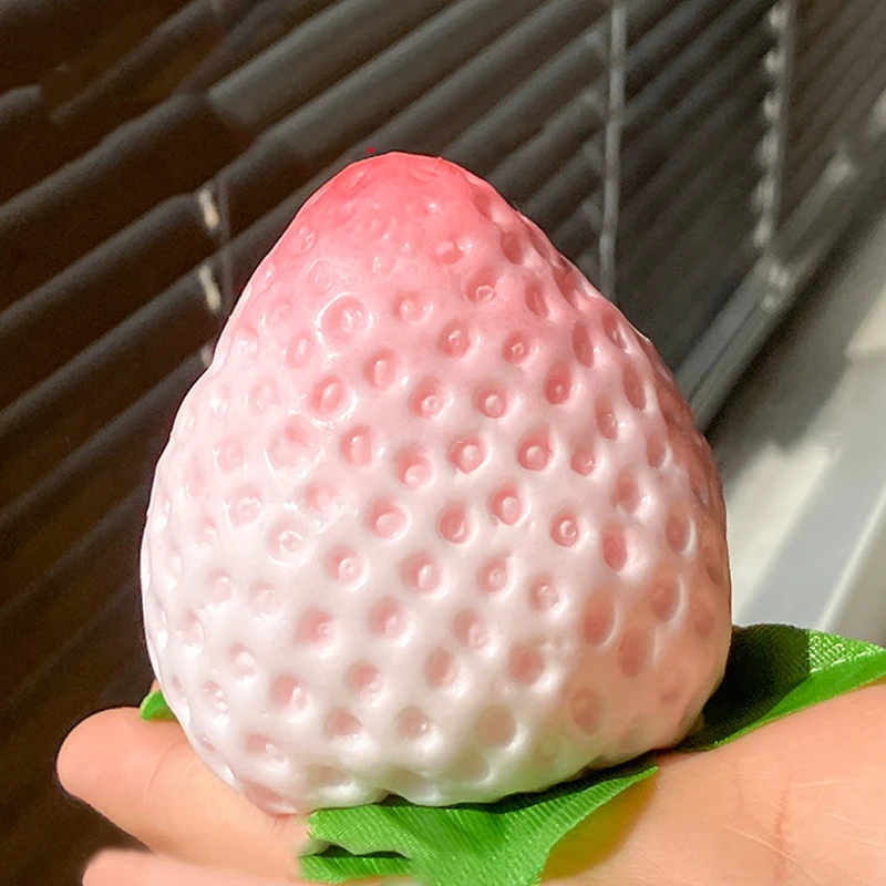 1Pc Fascinating Strawberry-Themed Squeeze Toy, Silicone TPR Fidget Sensory Game, Vent Stress Relief Comedy Toy