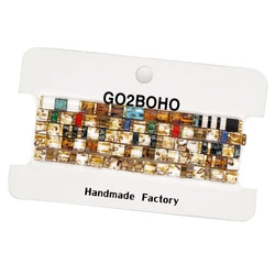 Go2BoHo Japanese Miyuki Tila Tile Beaded Bracelets Bohemian Fashion Jewelry Multicolor 5 Stacking Stretch Set for Women