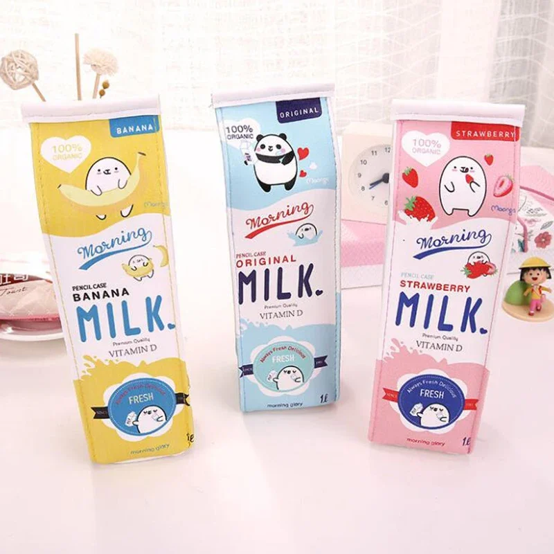 Creative Cute Milk Pencil-Case Milk Pencil Bag with Chinese Pencil Cases  Unusual Girl Pencil Case Boy School Supplies