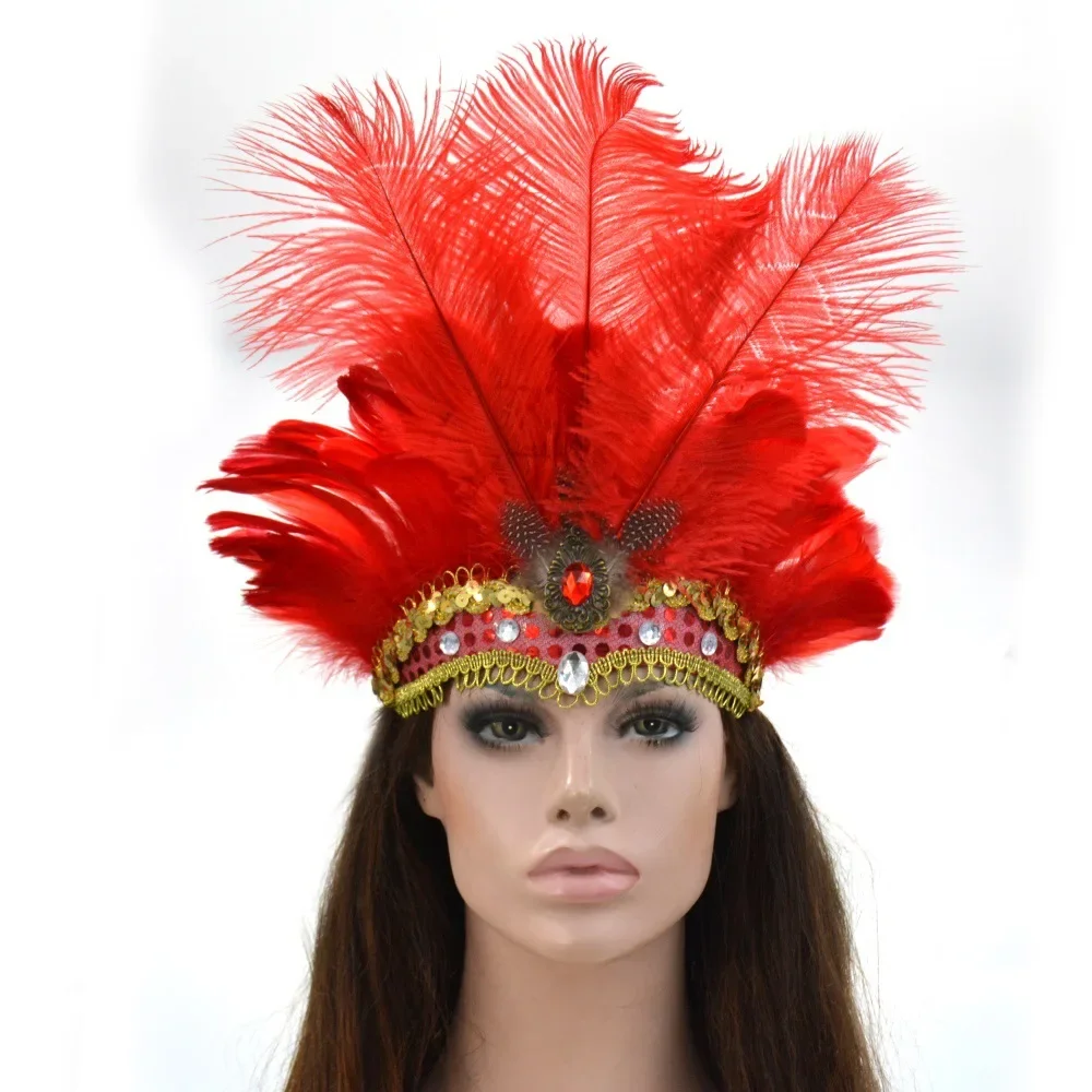 Women Festival Vacation Night Club Cocktail  Party Belly Dance Show Headdress Feather Headwear Costume Birthday Christmas